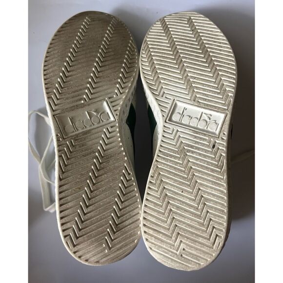 Diadora Leather Game L High Waxed Sneakers in WHITE/FOGLIAGE GREEN Size 7 - Picture 9 of 10